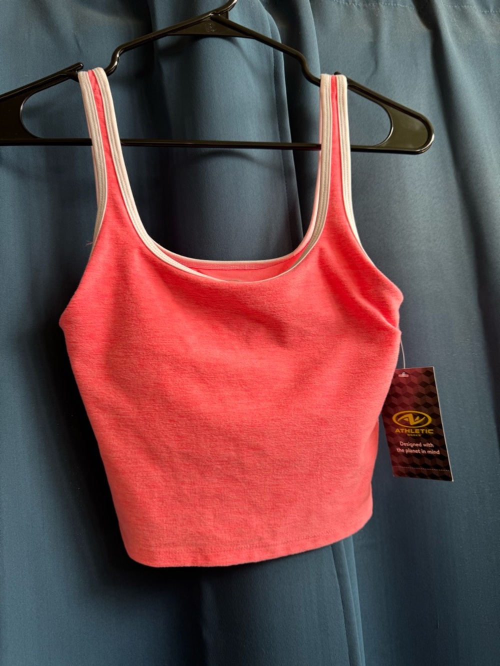 Athletic Works Pink Cropped Tank Top with White Trim